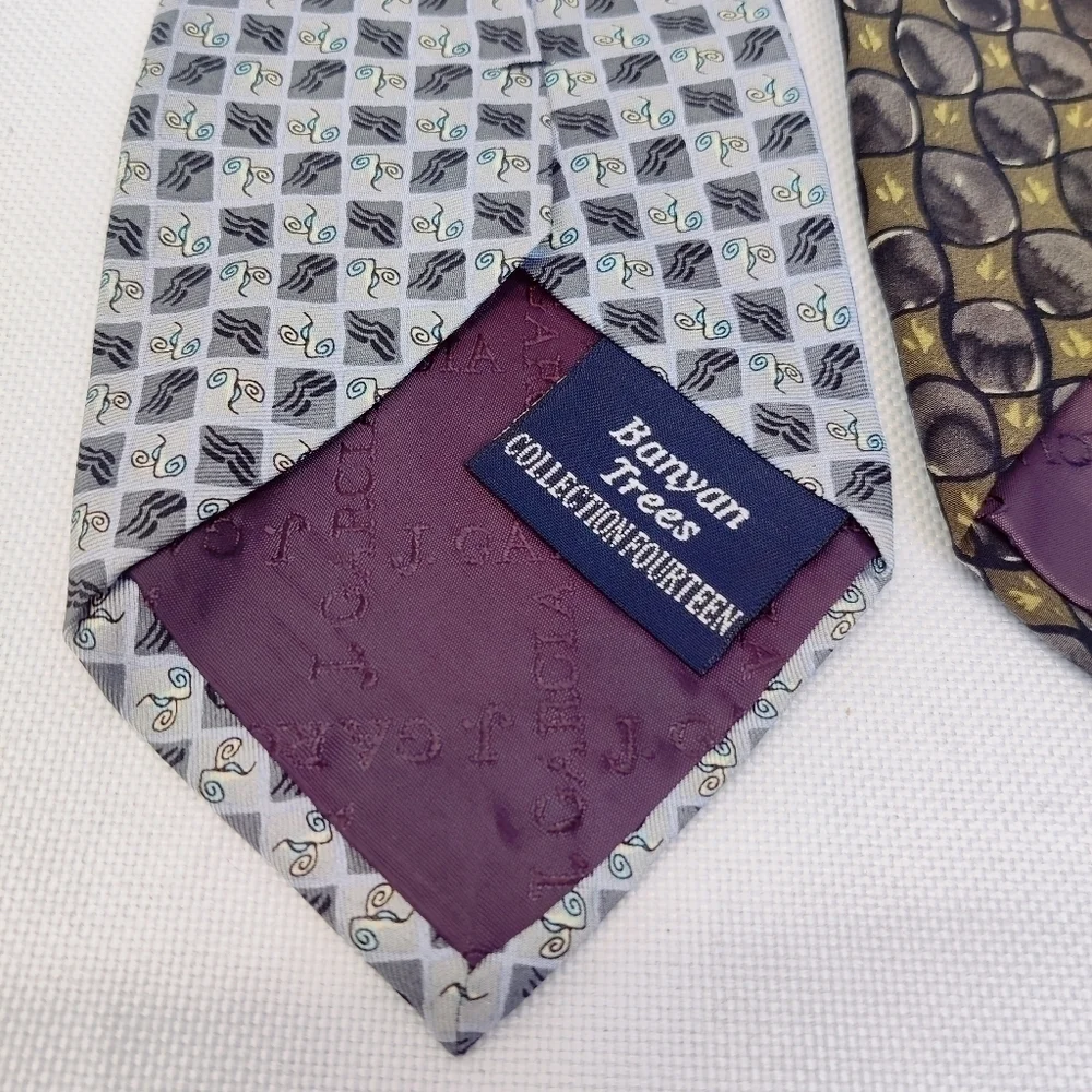 J Garcia Mens Silk Neck Tie Banyan Trees Vintage 1996 90s 1990s